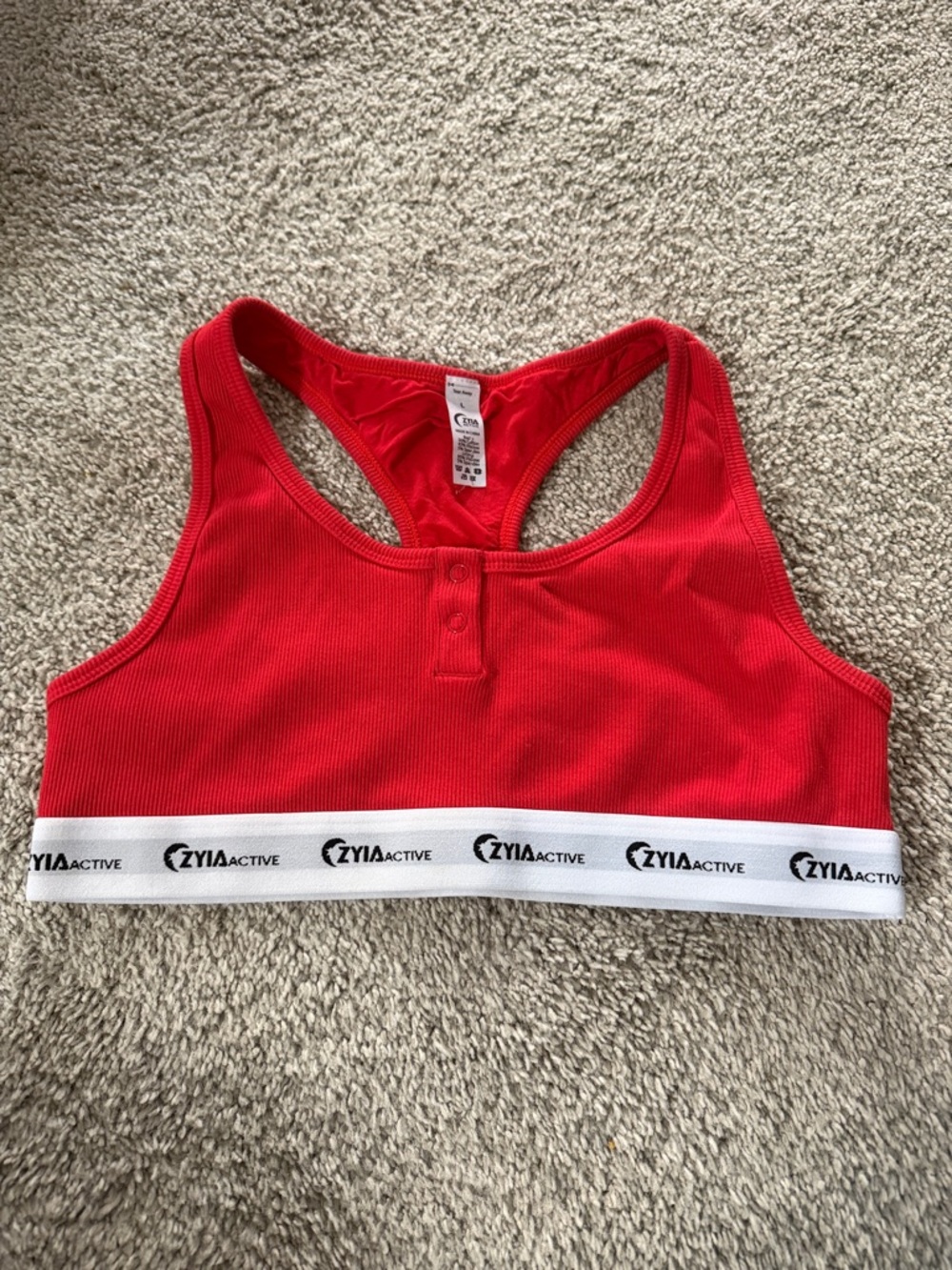 ZYIA Active Bright Red Ribbed Racerback Bra